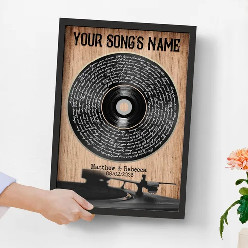 Miniatura 5 de H-DEWALL Póster personalizado de letras de canciones, regalo de boda único para parejas, personaliza con tus propias fotos, nombres y fecha, sin