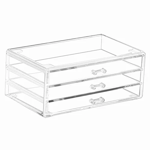 Miniatura 10 de Cq acrylic 1 paquete de cajones de almacenamiento apilables transparentes para tocador, organizador de escritorio apilable de 3 cajones con cajones