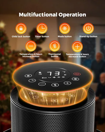 Miniatura 4 de ZAFRO Calentadores de Espacio Pequeño para uso en interiores, Ventilador de Calentadores Eléctricos Portátiles con termostato y control remoto