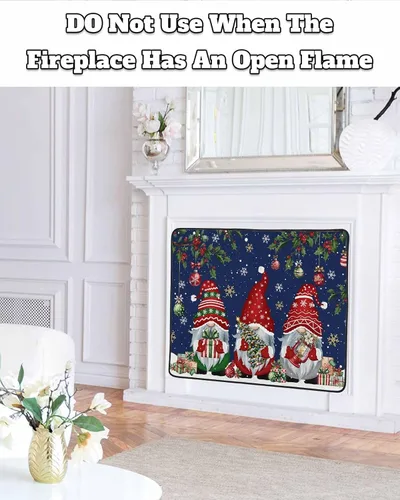 Miniatura 40 de Cubierta magnética azul para chimenea, detiene la pérdida de calor, pantalla de chimenea para interiores, bolas de gnomos de Navidad, árbol de copo