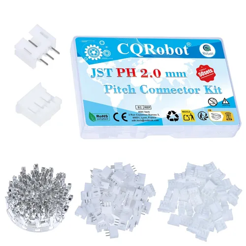 Miniatura 34 de CQRobot JST EL 4.5 mm de paso 2 pines conector electrónico IC macho, enchufes hembra carcasa y kit de terminales de crimpado en T macho/hembra. 50