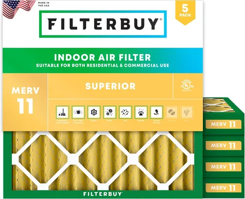 Miniatura 16 de Filterbuy Filtro de aire MERV 11 de 14 x 24 x 1 superior, defensa de mascotas y alergias (paquete de 5), filtros electrostáticos plisados para horno
