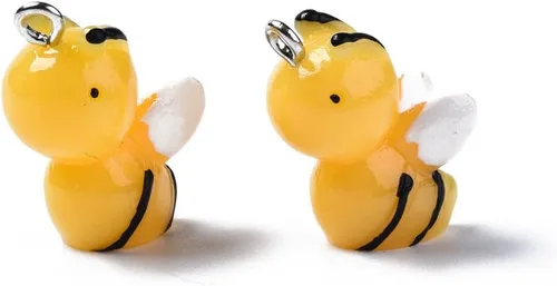 Miniatura 2 de Cheriswelry 10 colgantes de resina de abeja 3D con lazo de hierro, dijes de resina de animales, lindo adorno colgante de 0.79 a 0.78 pulgadas