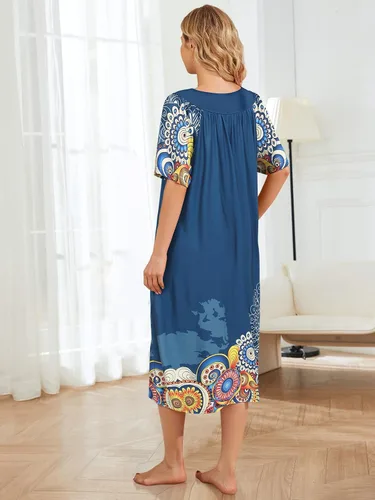 Miniatura 3 de Vestidos de casa para mujer con bolsillos, camisón Moo Moo de manga corta, vestido de descanso S-3XL
