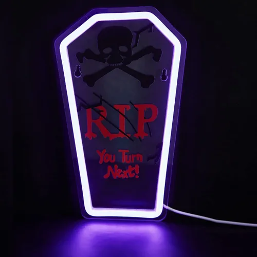 Miniatura 7 de Letrero LED de neón para Halloween, luz de neón alimentada por USB, luz nocturna de Halloween, decoración de arte de pared 3D, lámpara de neón
