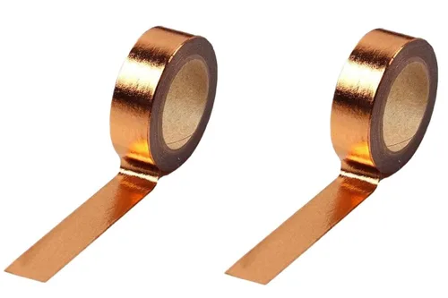Syntego 2 rollos de papel de aluminio Washi Tape Suministros Cinta de Scrapbooking DIY Craft Foil Decorativo Washi 5/8" x 393" - 15mm x 10m (cobre)