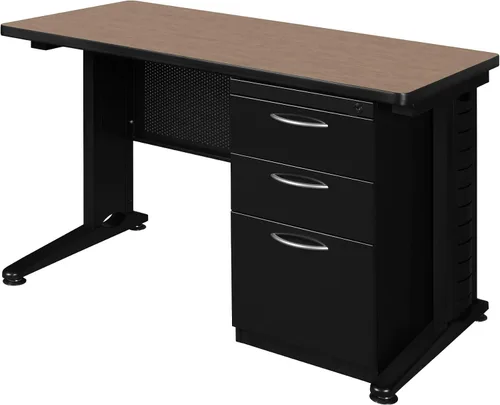 Miniatura 26 de Regency Fusion - Escritorio para profesores de 48 x 24 pulgadas con unidad de cajón de pedestal individual, color cereza