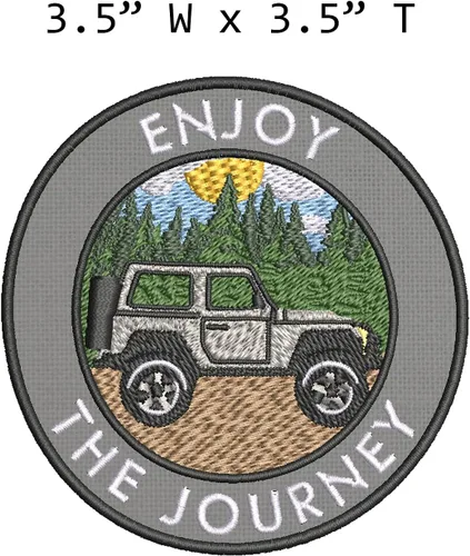 Miniatura 2 de Enjoy The Journey Forest Sunset - Parche bordado gris de primera calidad para planchar y coser, para amantes de la naturaleza al aire libre