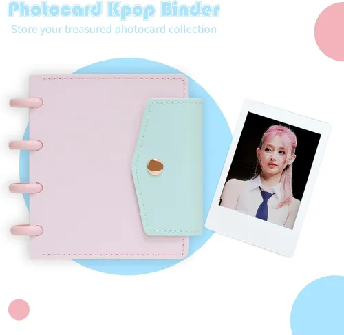 Miniatura 2 de Carpeta para tarjetas fotográficas de 3 pulgadas, álbum de fotos desmontable, mini libro de fotos con 20 bolsillos para 40 tarjetas (rosa)