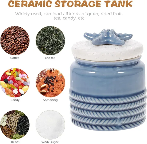 Miniatura 9 de Zerodeko Recipiente de té de cerámica de 4.33 pulgadas hermético para hojas sueltas, té, café, azúcar, organización de cocina, uso doméstico