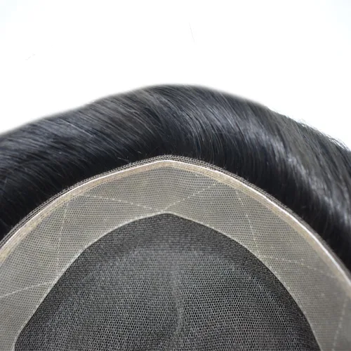 Miniatura 3 de Toupee For Men Real Human Hair Soft Swiss Lace Mens Toupee Hair Replacement System For Men Hairpieces Protesis Capilar Para Hombre 6x8 Medium light