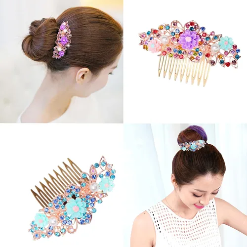 Miniatura 5 de Honbay 24 peines de plástico con 9 dientes, clips laterales para boda, velo de novia, peluca, tocados, accesorios de giro para peinado, moño, moño