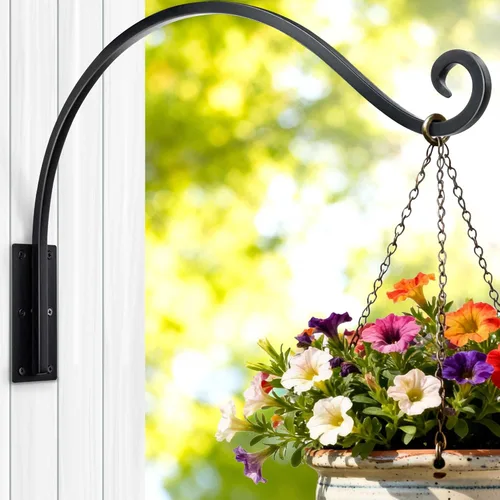 Miniatura 13 de Qiang Ni Colgador de plantas de alta resistencia, soporte de metal para plantas de montaje en pared de 16 pulgadas, 80 libras, para interiores