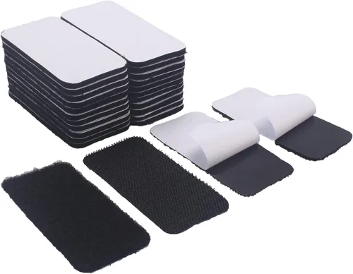 Miniatura 11 de HUAYY (Blanco, 48 pares de hojas rectangulares de 1 x 2 pulgadas), autoadhesivas, de fuerza industrial, cinta de gancho y bucle resistente