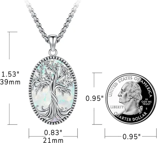 Miniatura 2 de Eusense Collar de ópalo para mujeres y hombres, joyería de ópalo azul y blanco de plata de ley 925 con dije de ópalo auténtico, regalo
