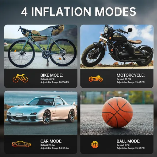 Miniatura 3 de Rainco Mini inflador de neumáticos, compresor de aire portátil con luz LED, bomba de aire para bicicleta, mini bomba de neumáticos de coche