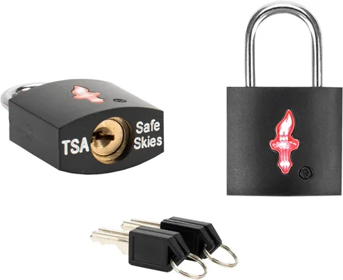Miniatura 7 de Paquete de 4 cerraduras de equipaje cuadradas de neón aprobadas por la TSA con llave para maleta, mochila para portátil, accesorios de viaje