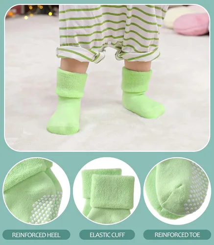 Miniatura 3 de MQELONG Calcetines tobilleros antideslizantes para bebé, con calcetines antideslizantes para bebés, niños y niñas, 6 pares