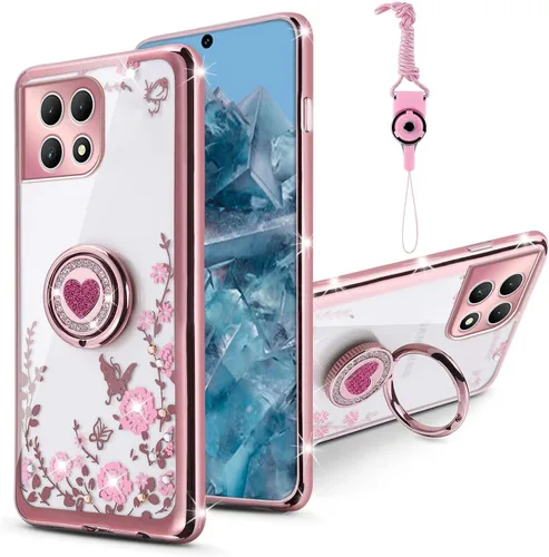 Miniatura 12 de Funda para Xiaomi Mi 11 Lite 4G/5G, cubierta protectora de TPU suave con cristal de purpurina con soporte de anillo 360, púrpura brillante Purpura