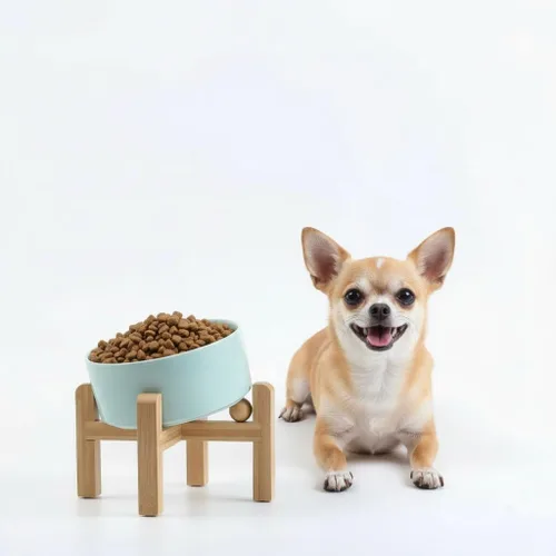 Miniatura 20 de Petygooing Cuenco Elevado/Alzado de Cerámica Inclinado 15° para Perros de Razas Pequeñas y Medianas, Cuenco Inclinado Antideslizante para Verde óxido