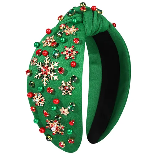 Miniatura 24 de mokkia Diadema de Navidad para Mujeres Accesorios de Navidad Lazo de Navidad Reno Copo de Nieve Diadema Rojo Verde Joyería con Perlas y Pedrería