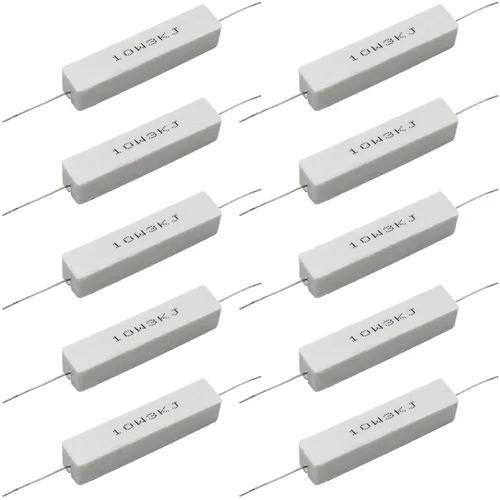 Miniatura 15 de 10 resistencias de cable de plomo axial de 10 W, 0.5 ohmios y 5 % – Resistencias de potencia de cemento cerámico fijas de heridas blancas