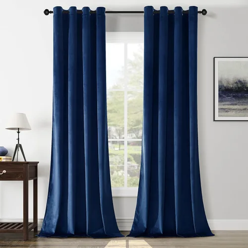 Miniatura 12 de Cortinas opacas de terciopelo morado oscuro de 108 pulgadas de largo, con ojales, para dormitorio, bloqueo de luz, aislamiento térmico, juego de 2