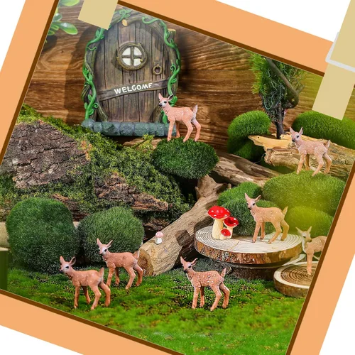 Miniatura 3 de Skylety 14 piezas de figuritas en miniatura de ciervos para manualidades, adornos de tarta en miniatura de ciervos, mini figuritas para fiestas