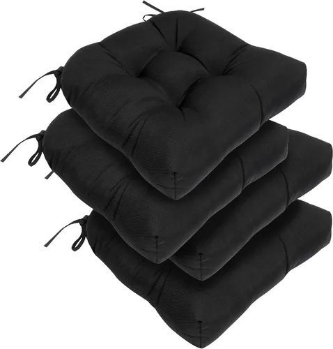Miniatura 19 de RACE LEAF Cojines para Sillas de Patio 17x17 Pulgadas Paquete de 4, Cojines de Asiento Exteriores Engrosados Resistentes al Agua con Lazos