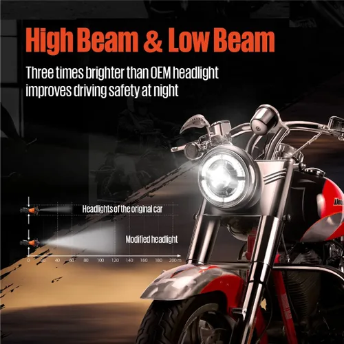 Miniatura 2 de KTMOTO - Faro delantero de motocicleta compatible con Street Glide 2014-2023, faro delantero de motocicleta de 7 pulgadas con luz alta y baja, faros