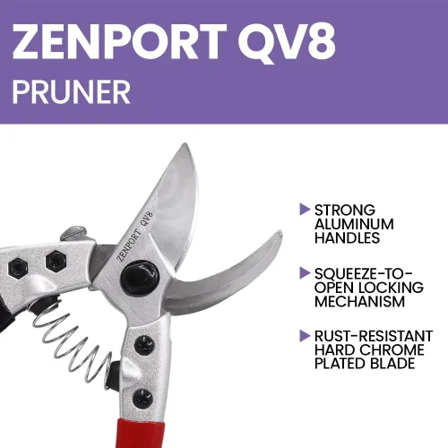 Miniatura 6 de Zenport QV8 - Tijeras de podar profesionales, podadoras de jardín de hoja de acero de aluminio de 8 pulgadas con mecanismo de bloqueo de apretar