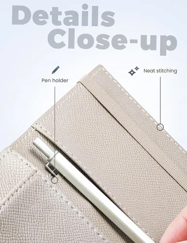 Miniatura 70 de Yarnic Funda para chequera personal, soporte para chequera con soporte para bolígrafo y divisor de plástico transparente integrado para cheques Rosa
