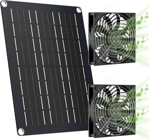 MARBERO Kit de ventilador solar de 4.7 pulgadas, panel solar de 15 W con 2 ventiladores impermeables, ventilador de aire de entrada o escape con