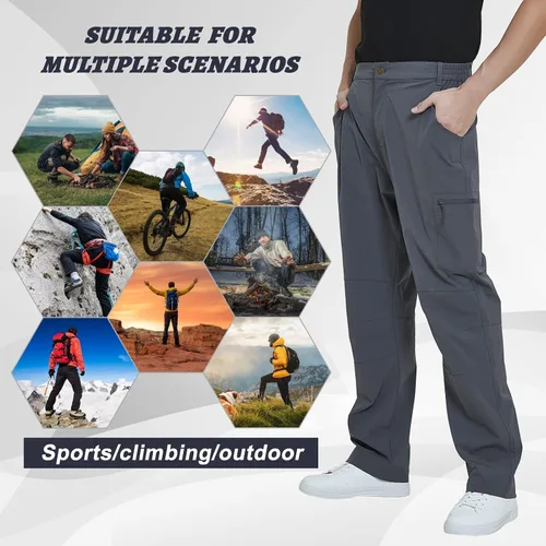 Miniatura 7 de MEETYOO Pantalones cargo de senderismo para hombre, impermeables, tácticos, ligeros, elásticos, para acampar