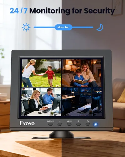 Miniatura 3 de Eyoyo Monitor de cámara de seguridad de 8 pulgadas, 1024 × 768 4:3 mini pantalla LCD CCTV Monitores pantalla con HDMI VGA BNC AV USB, monitor