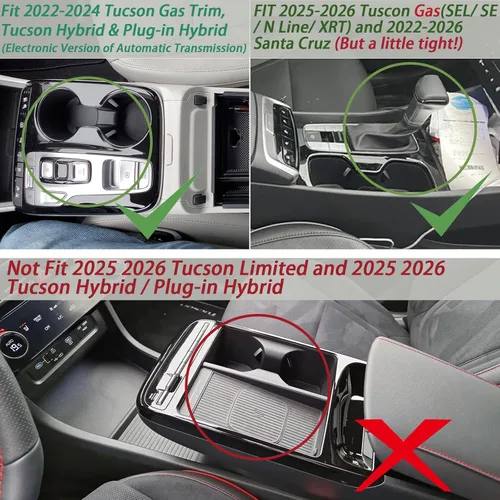 Miniatura 2 de HGWEI Organizador de consola central Compatible con Hyundai Tucson y Santa Cruz 2022-2024 & 2022-2026 Accesorios interiores Caja de almacenamiento