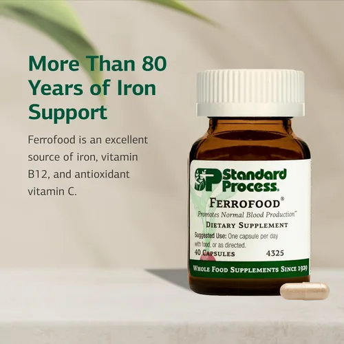Miniatura 3 de Standard Process Ferrofood - Antioxidante de alimentos integrales, sangre saludable y hemoglobina con cianocobalamina, acerola, shiitake, salvado