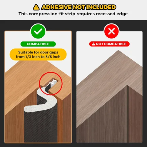 Miniatura 2 de Burlete de sellado de puerta – Espuma insonorizada en forma de Q para marco de puerta exterior, sello de espacio grande, cancelación de ruido, fácil