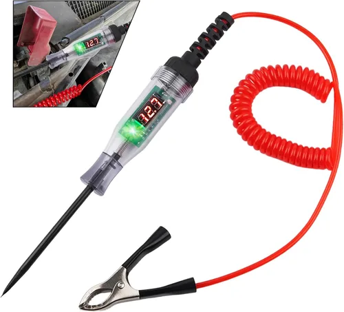 Luz de Prueba Automotriz de Servicio Pesado de 3-70V, Probador de Relé LED Digital con Cable de Resorte Retráctil de 110 Pulgadas, Probador de