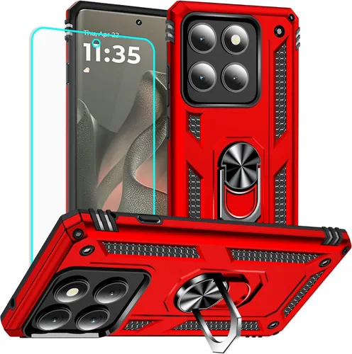 Miniatura 10 de Funda para Moto E Phone Case, Moto E con protector de pantalla HD, fundas protectoras de grado militar con anillo para Moto E 2020 (rojo)