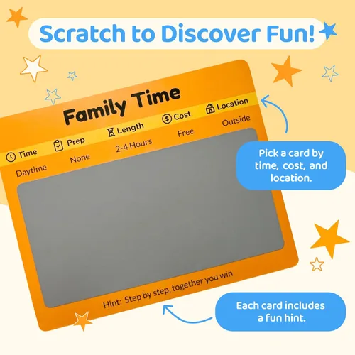 Miniatura 5 de 60 tarjetas de actividades para raspar con marcadores de día y noche - Divertidos juegos familiares para niños y padres - Ideas de aventura sin