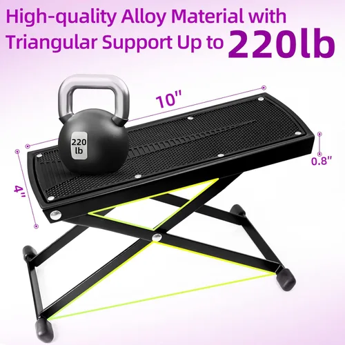 Miniatura 2 de Reposapiés para pedicura, taburete con 6 alturas ajustables, soporte plegable de metal antideslizante para uso doméstico y de salón, estación