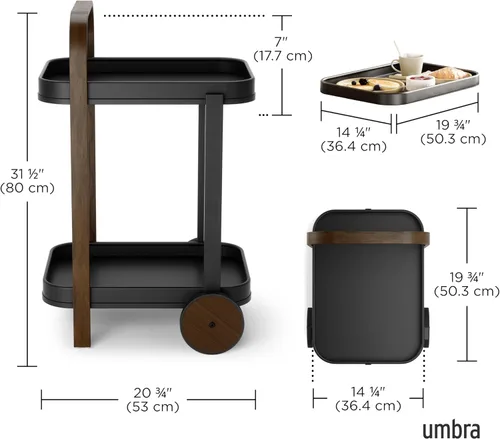 Miniatura 3 de Umbra Bellwood - Carrito de bar, carrito para servir, mesa auxiliar, nogal/negro Walniut/Negro