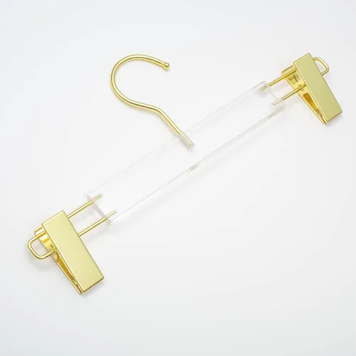 Miniatura 8 de HomeCube USA - Percha de acrílico transparente con ganchos dorados y barra, organizador resistente para pantalones, pantalones y más, elegante