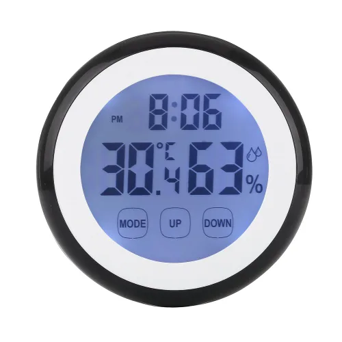 Reloj higrómetro, termómetro digital, monitor de humedad y temperatura, reloj despertador, pantalla táctil con retroiluminación trasera magnética