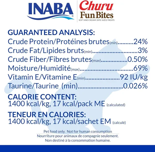 Miniatura 4 de INABA Churu Fun Bites para gatos, golosinas suaves y masticables de pollo horneado envuelto relleno para gatos con taurina, 0.42 onzas cada tetra