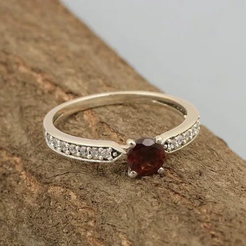 Miniatura 3 de Anillo de compromiso de plata de ley 925 maciza de 0.50 quilates con corte redondo solitario de corte redondo