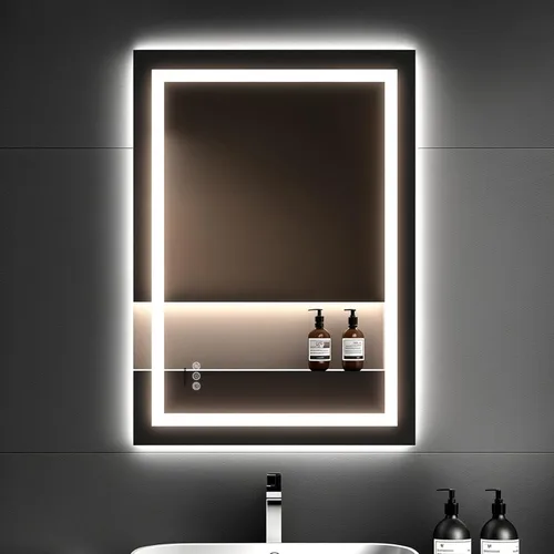 Miniatura 21 de Espejo de baño LED de 24 x 32 pulgadas con luces – antiniebla, regulable, retroiluminado e iluminado frontalmente, espejo de tocador iluminado