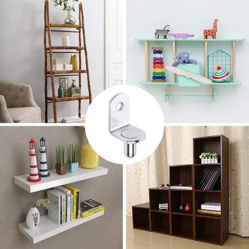 Miniatura 7 de 40 piezas de clavijas de soporte para estante, clavijas de estante de 1/4 de pulgada de diámetro con orificio, clips en forma de L chapados