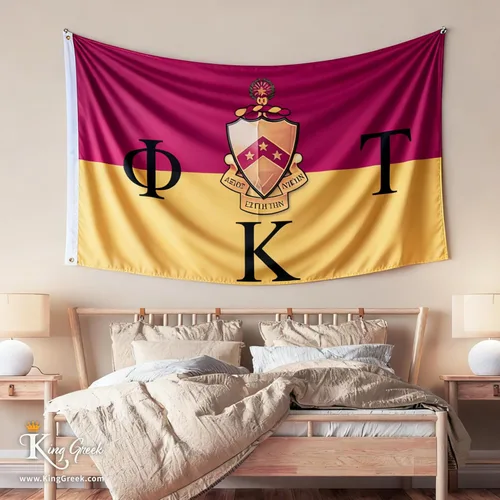 Miniatura 4 de Bandera griega de Phi Kappa Tau de la fraternidad oficial, ojales de latón y doble costura, pancarta de poliéster para decoración de pared